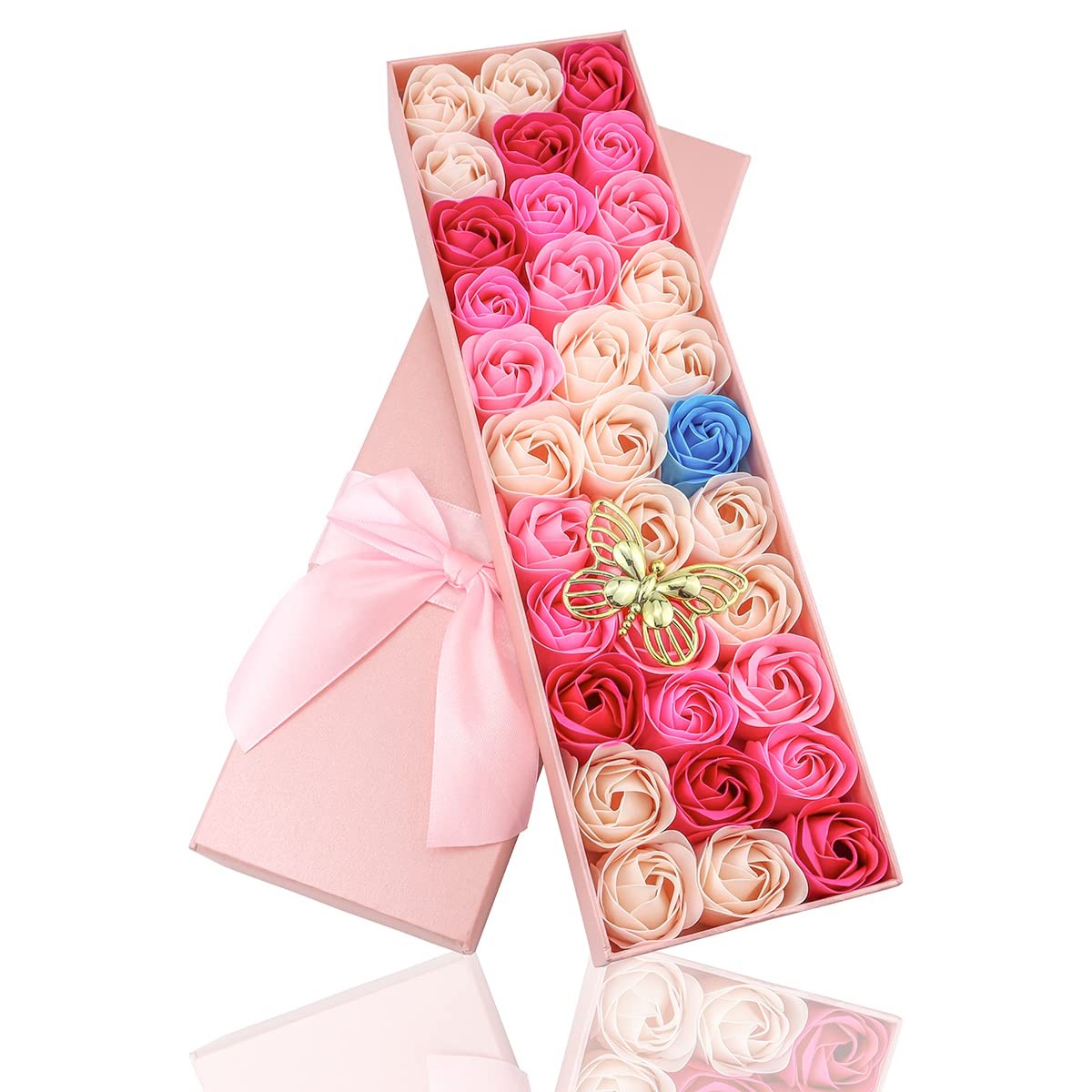 33 PCS Floral Scented Bath Soap Rose Flower Petals, JIALEEY Plant Essential O…