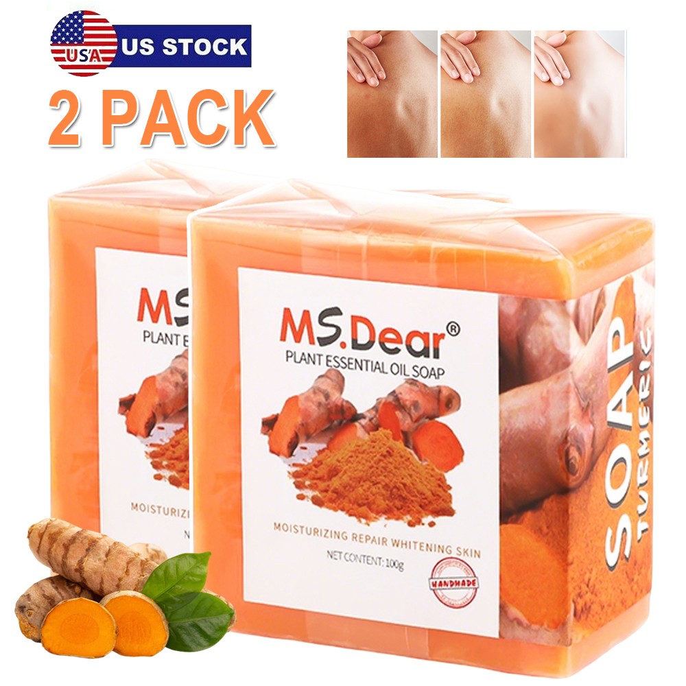 2 Pcs Tumeric Soap Dark Spots Skin Glow, Brighter Skin, Scars, All Skin types US