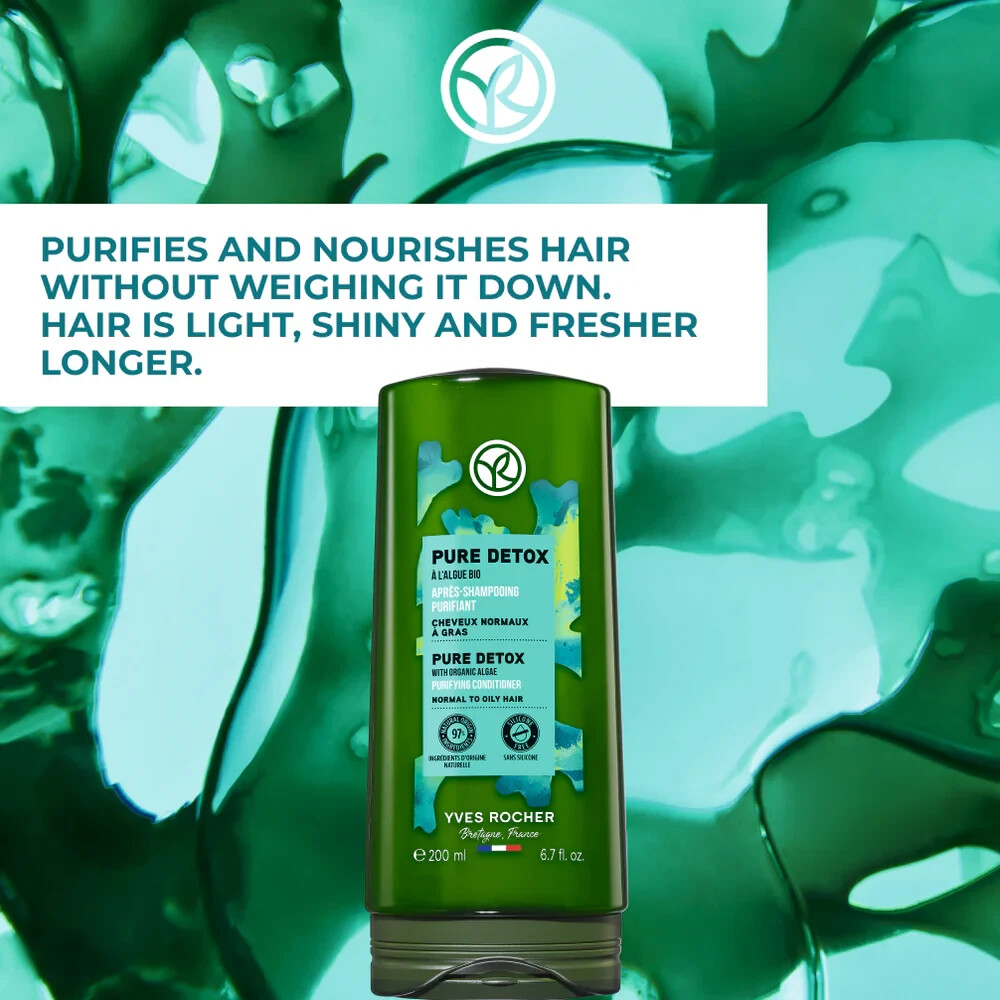 Yves Rocher Pure Detox With Organic Algae Purifying Conditioner 200ml 3x
