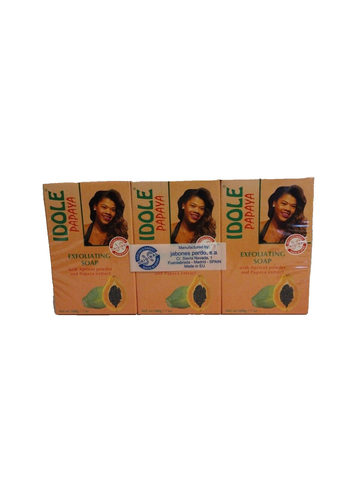 ID0LE Papaya Exfoliating Bar Soap with Apricot Powder 7 oz / 200 g Pack of 3