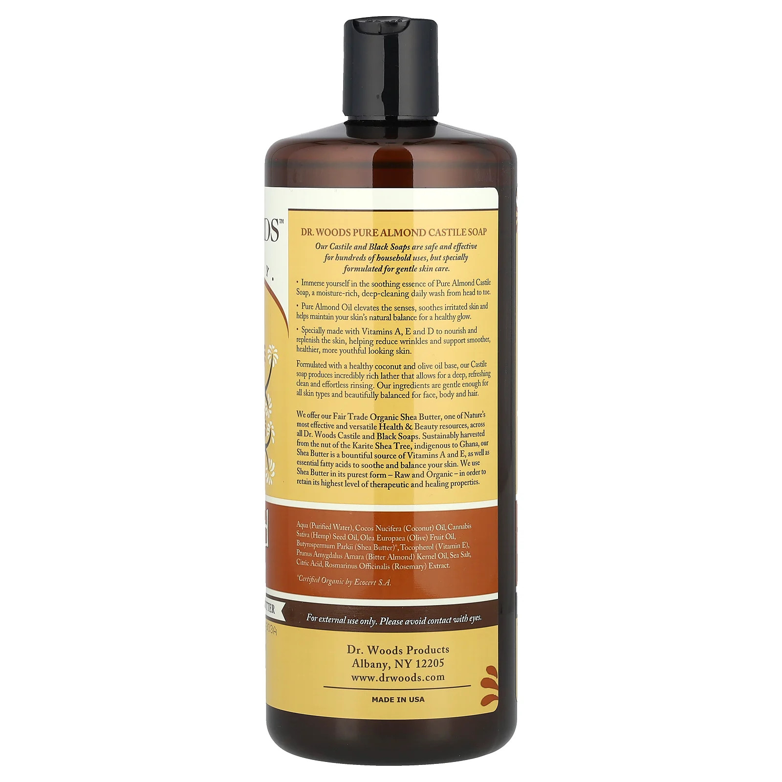 Almond Castile Soap with Fair Trade Shea Butter, 32 fl oz (946 ml)