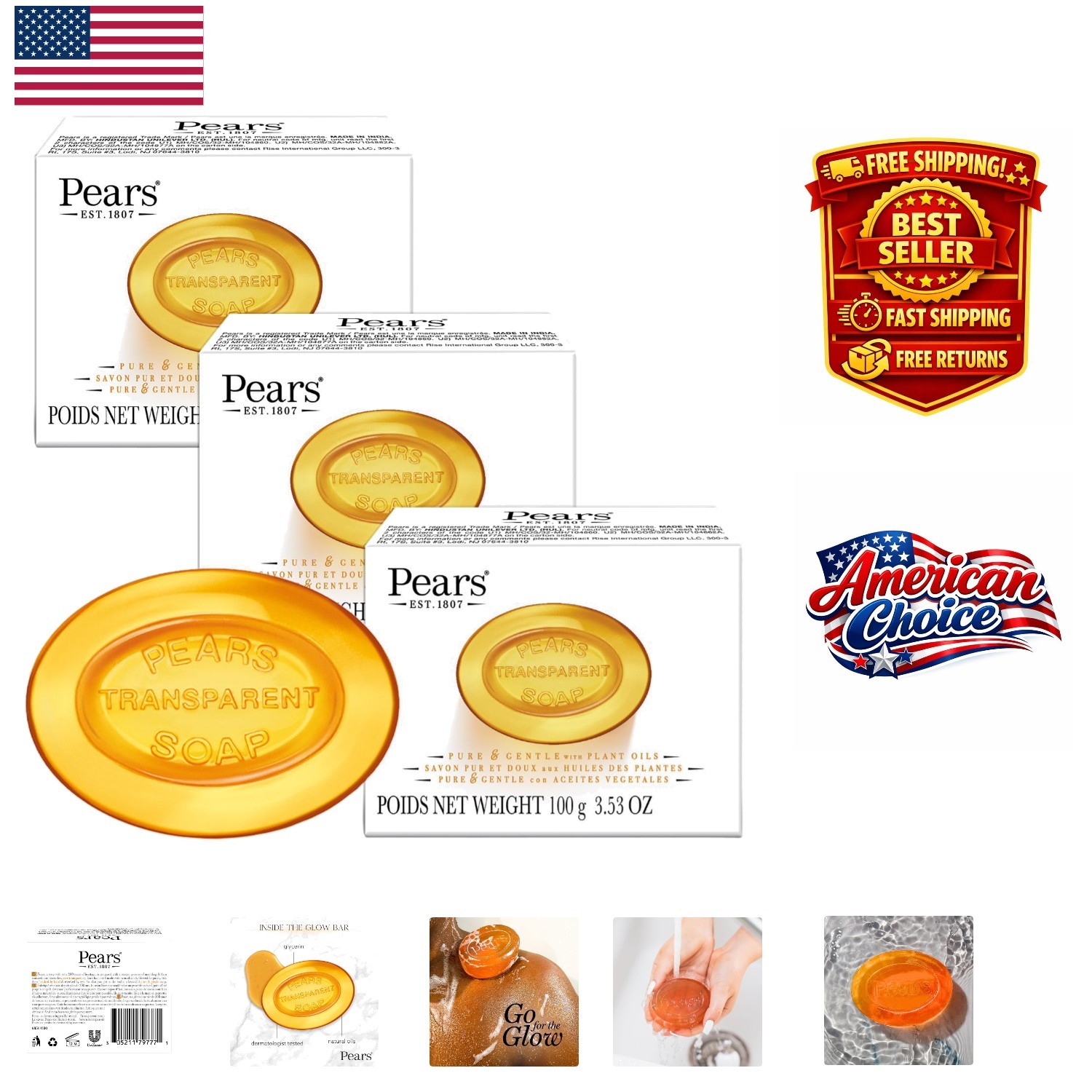 Pure & Gentle Glycerin Soap, 3-Pack – Organic Amber & Sandalwood Delight