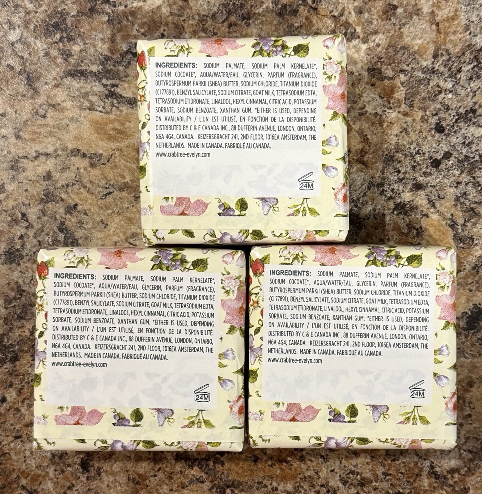 Crabtree & Evelyn SUMMER HILL Triple Milled Soap Bar Set of 3 – 3x 3.5oz