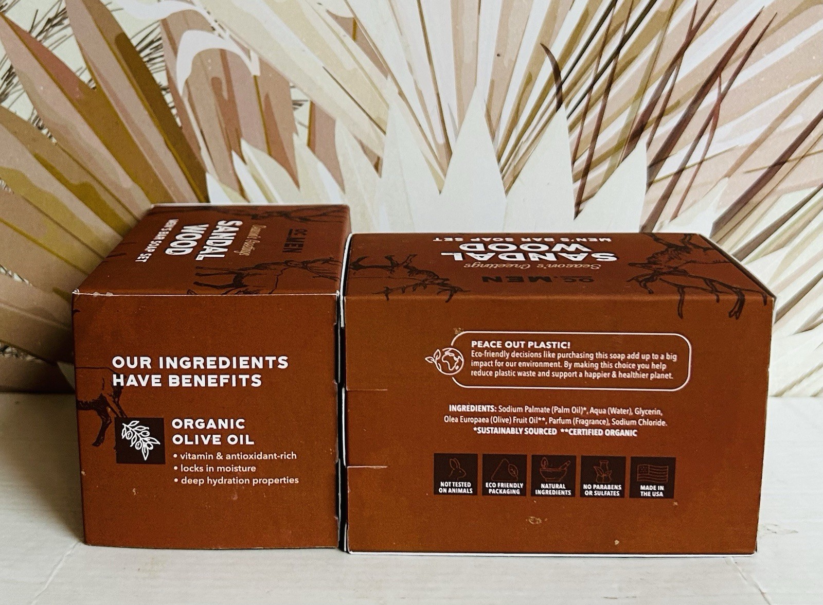 2-Pack Sandalwood Men’s Bar Soap with Organic Olive Oil Set 6 Bars 5 oz Each