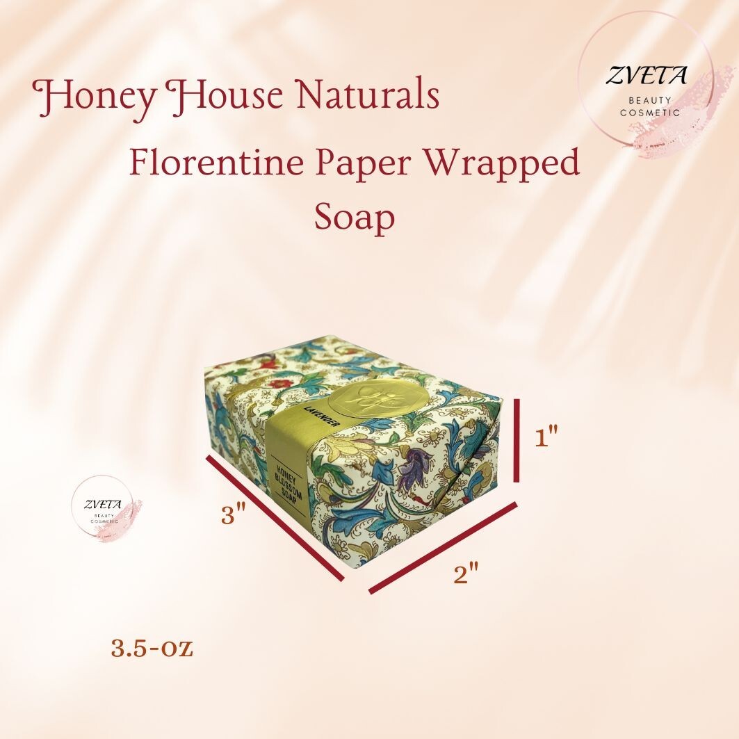 Honey House Naturals, Florentine Paper Wrapped Soap , Pack of 3