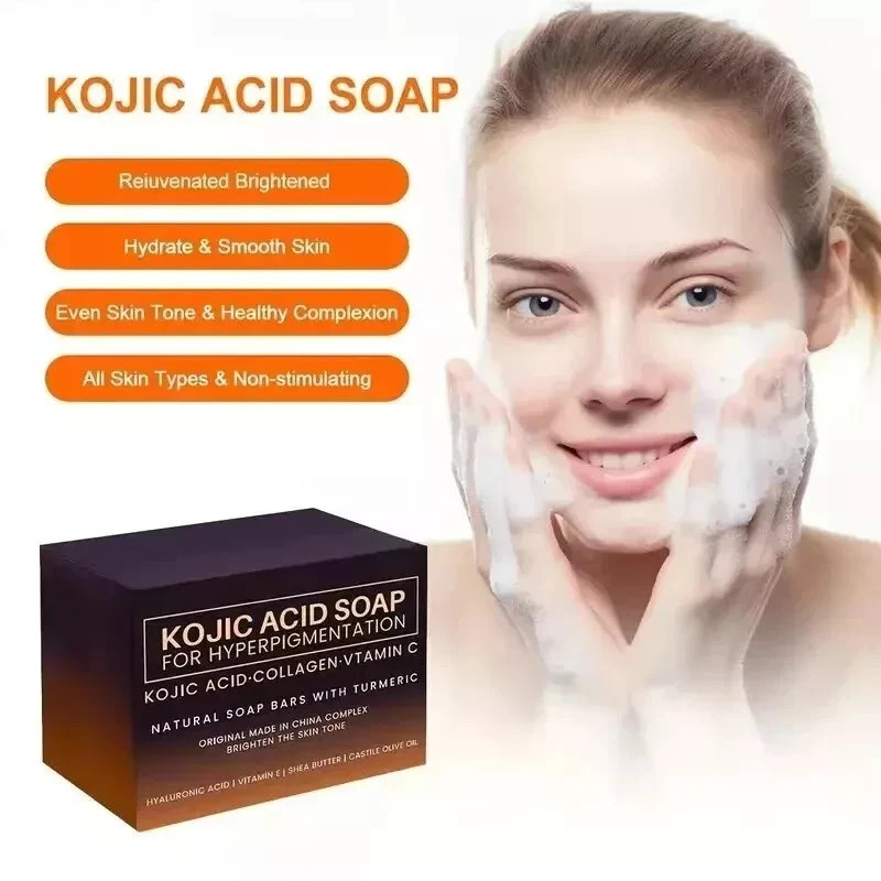 2PCS Kojic Acid Soap Hyaluronic Acid Vitamin E Face Body Dark Spot Remover Wash