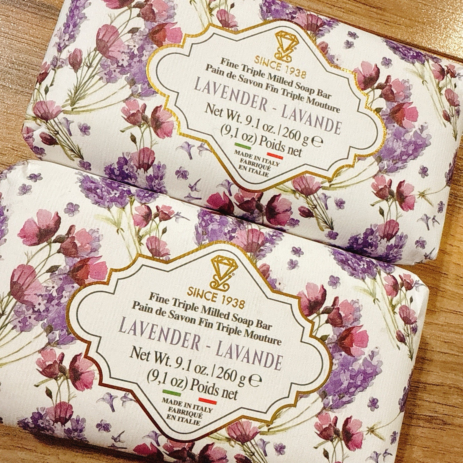 2 pcs ZENI Scent : LAVENDER fine Milled ITALIAN Soap Bar 9.1 Oz/each