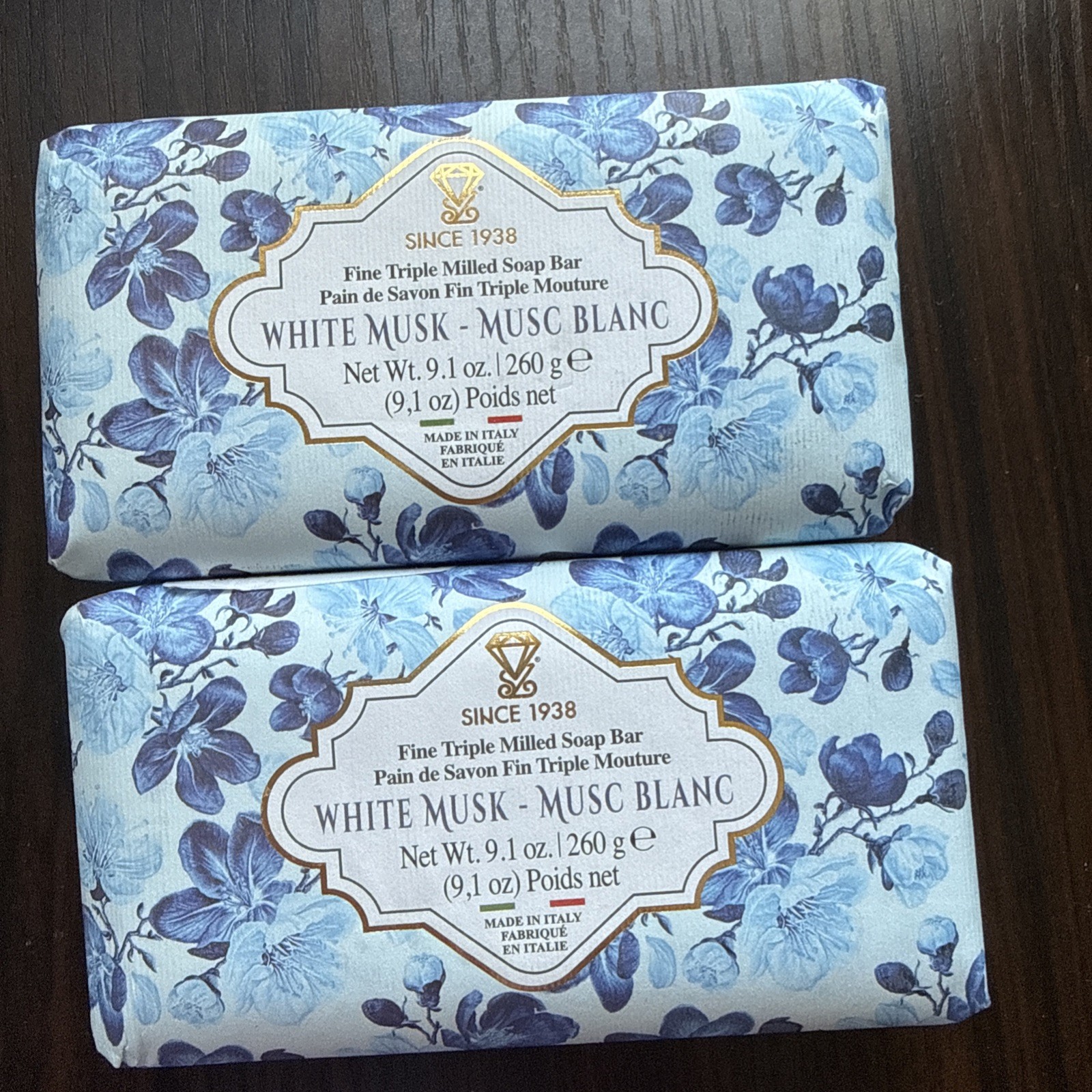 2 pcs ZENI Scent : White Musk fine Milled ITALIAN Soap Bar 9.1 Oz/each
