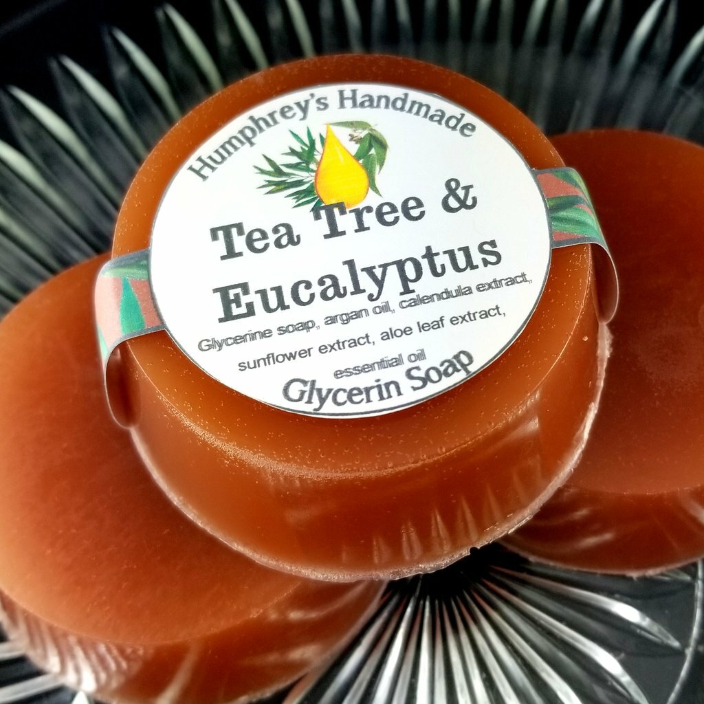 TEA TREE & EUCALYPTUS Soap Unisex Men’s Shave Shampoo Beard Wash Round Acne Bar