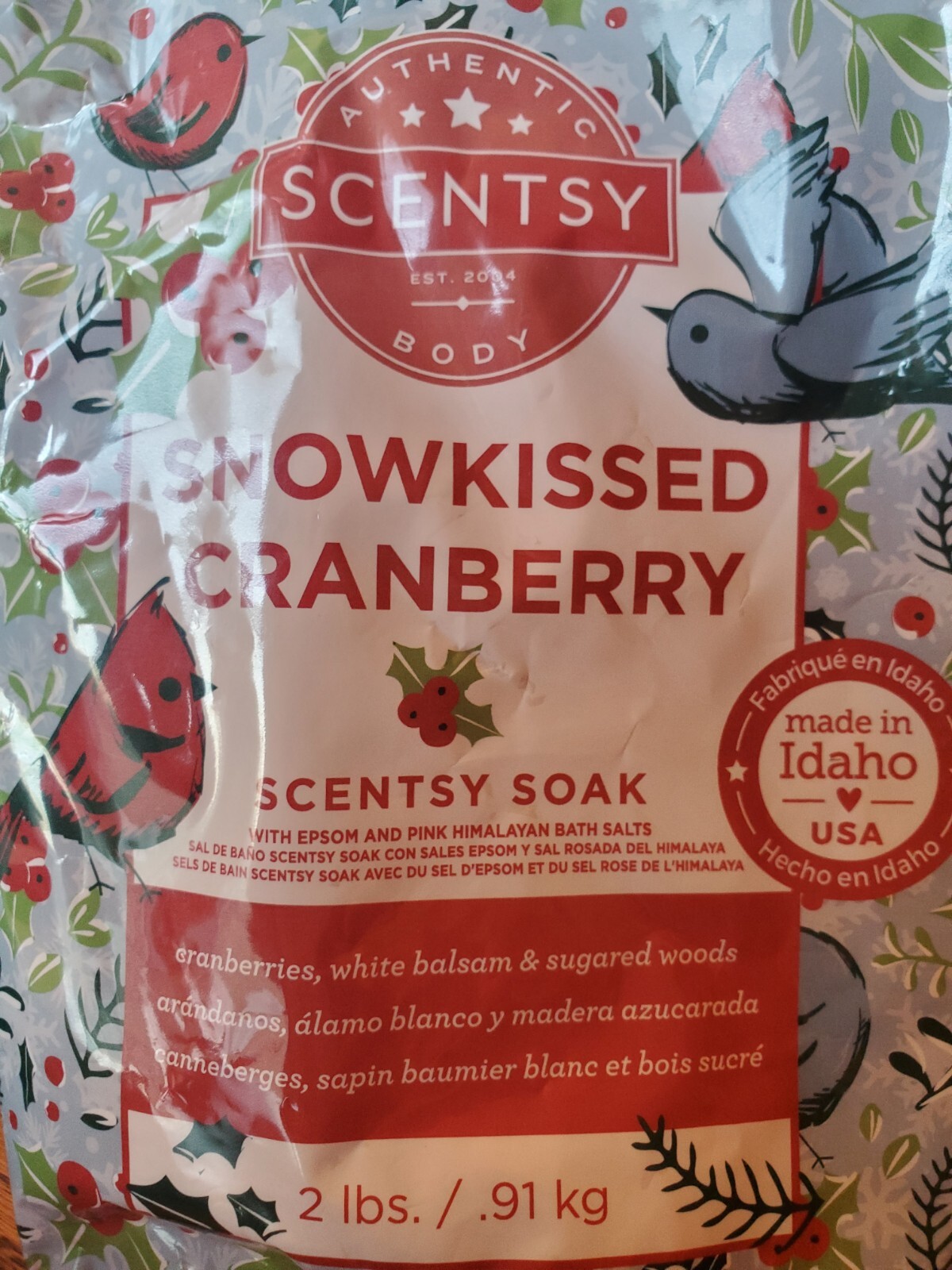 3 Scentsy Bath Products Snowkissed Cranberry Soak, Sugar Scrub, Shave Soap, New