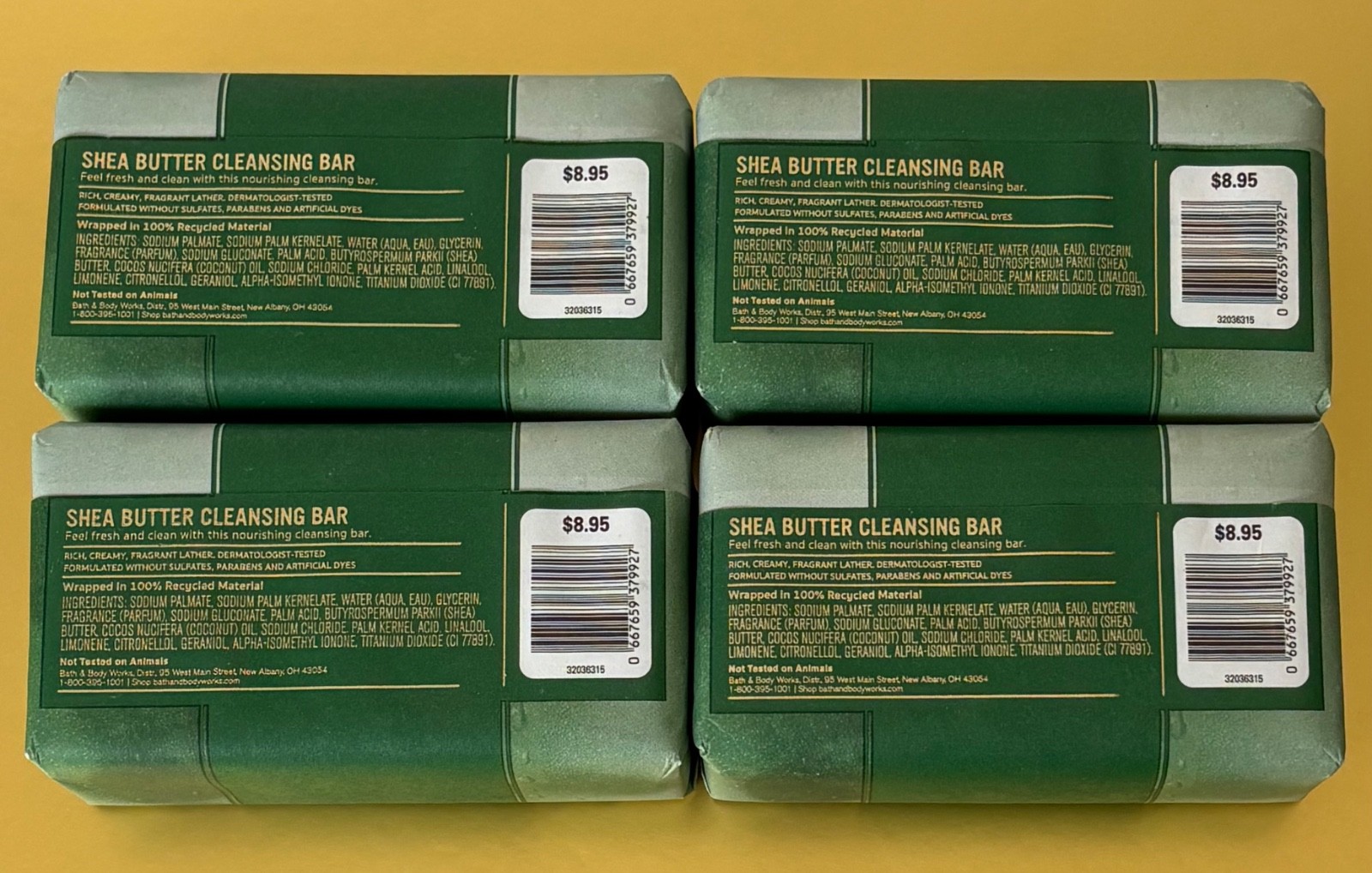 Bath & Body Works Eucalyptus Spearmint Shea Butter Aromatherapy Soap, 4 Bars