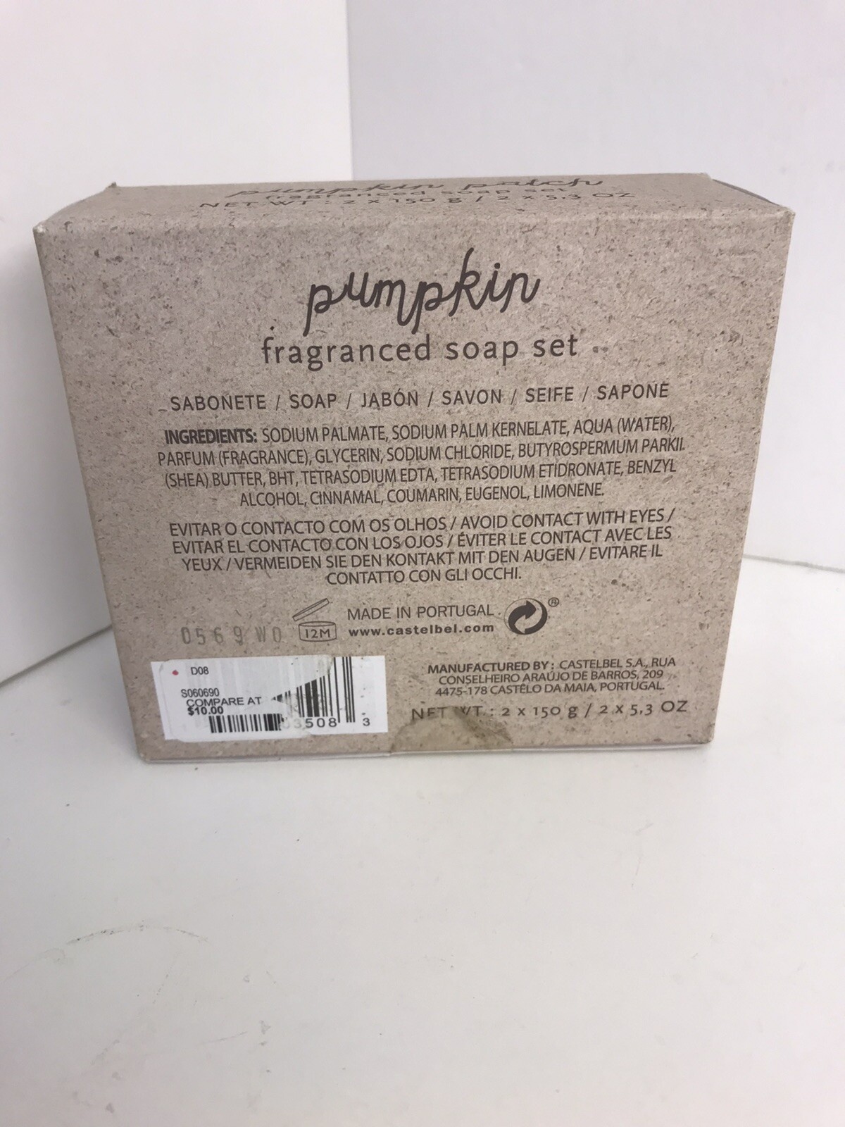 CASTEBEL PORTO PUMPKIN PATCH FRAGRANCED SOAPS 2 PACK 5.3 OZ EACH PORTUGAL NIB