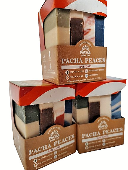 Pacha Soap Co. Limited Edition Holiday Scents, 4 Bars Per Box, Lot of 3 Boxes