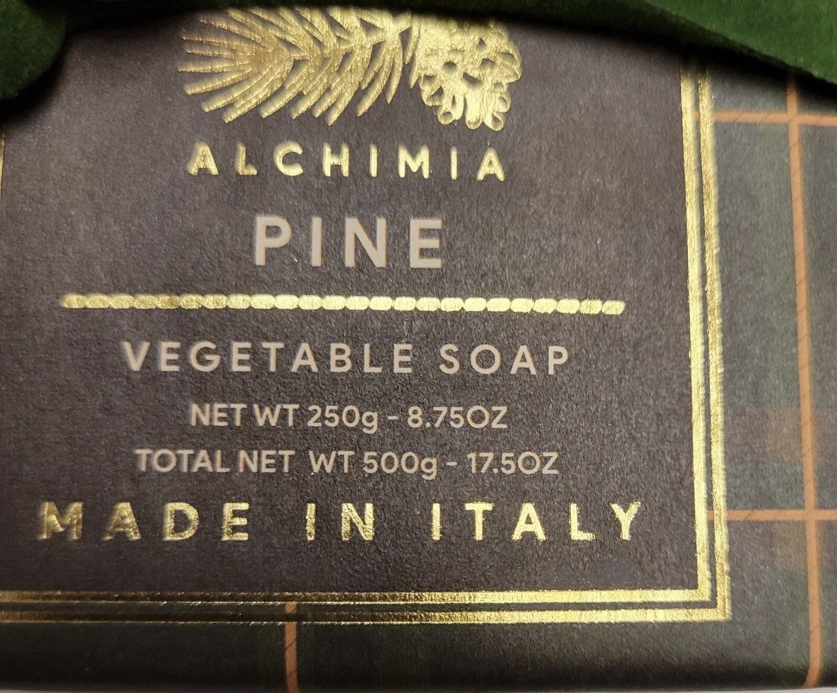 2x Alchimia Pine & Bourbon Scented Men’s Bar 8.75oz Vegetable Soap Italy Holiday