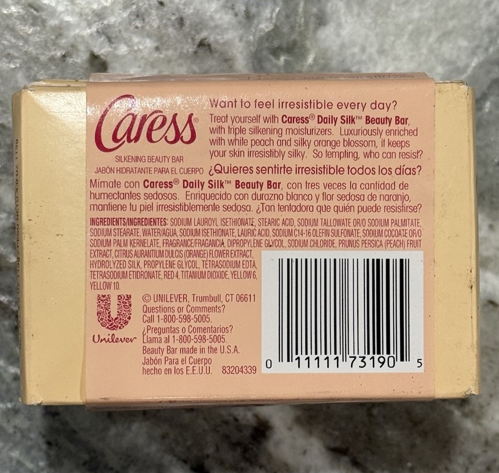 Caress Beauty Bar Soap Daily Silk White Peach & Silky Orange Blossom 4oz 2 Pack