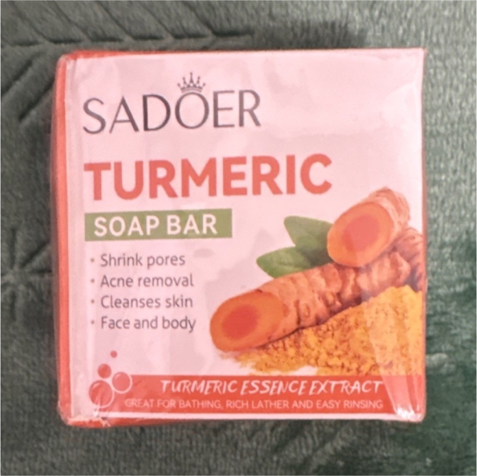 SADOER Turmeric Essence Extract Soap Bar for Face & Body, Acne Removal, Cleanses