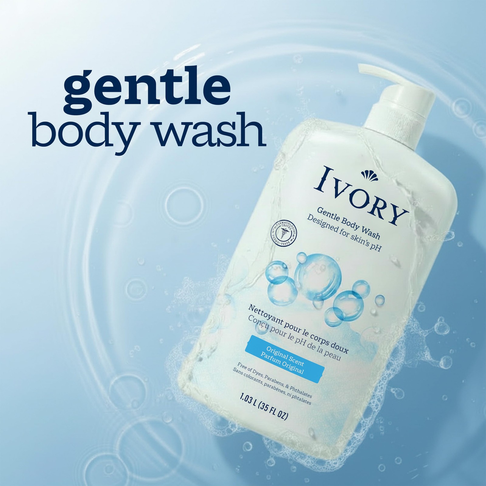 Ivory Body Wash, Designed for the Whole Family, 35 Ounce (Pack of 1), White