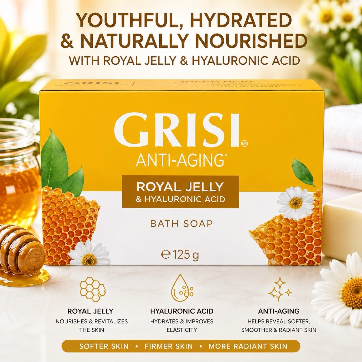Grisi Anti-Aging Soap Royal Jelly Hyaluronic Acid 125g Mexican Skincare🇲🇽