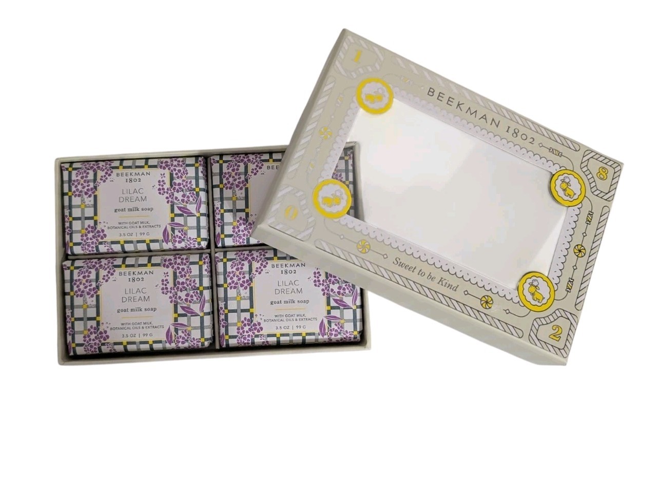 Beekman 1802 4 pc Goat Milk Soap Bar-Lilac Dream- 3.5 oz-NEW In Box