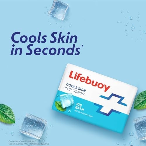 Lifebuoy Ice Bath Soap 125g Pack of 5 Menthol Cooling Bath Bars Fresh FS