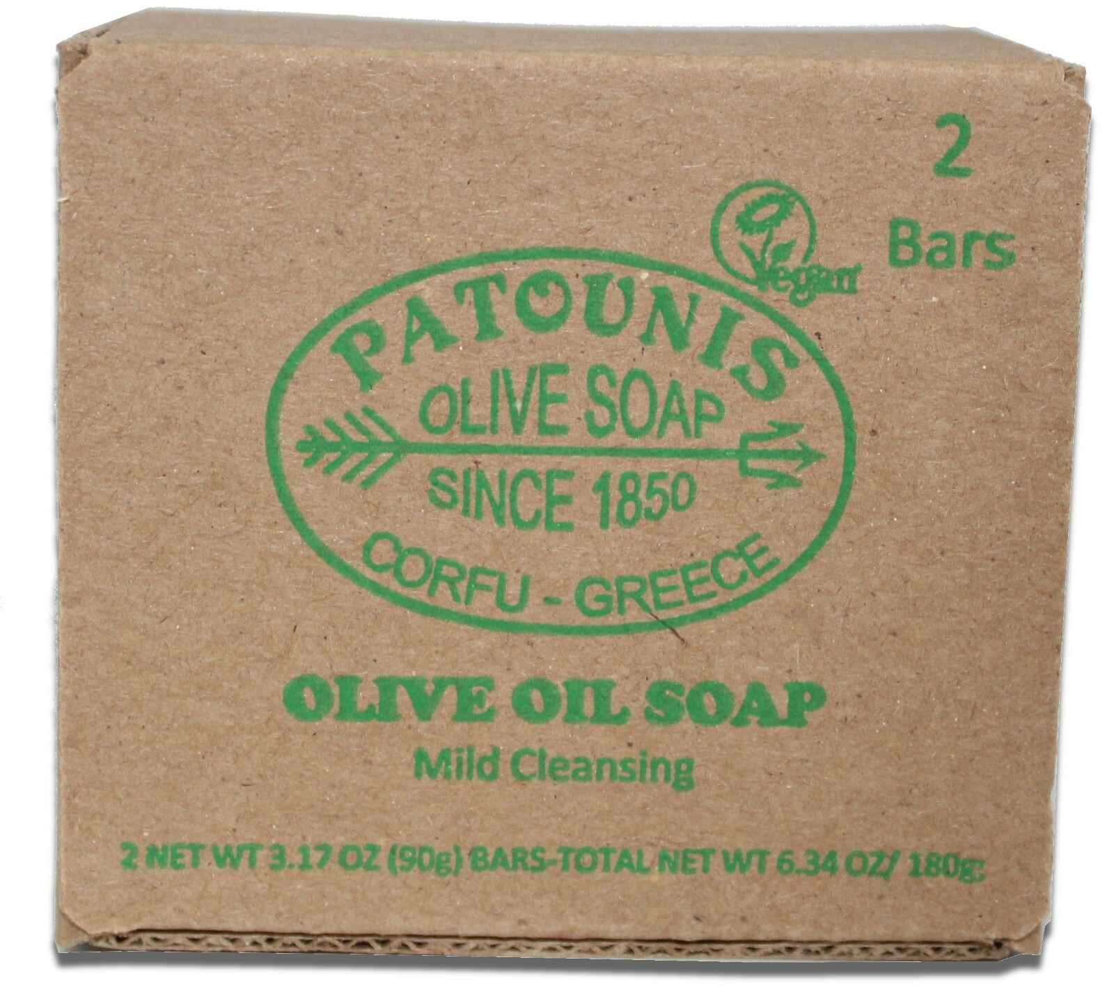 Patounis VEGAN Greek Olive Oil Soap No additives 2 bars (3.17 Oz/bar)