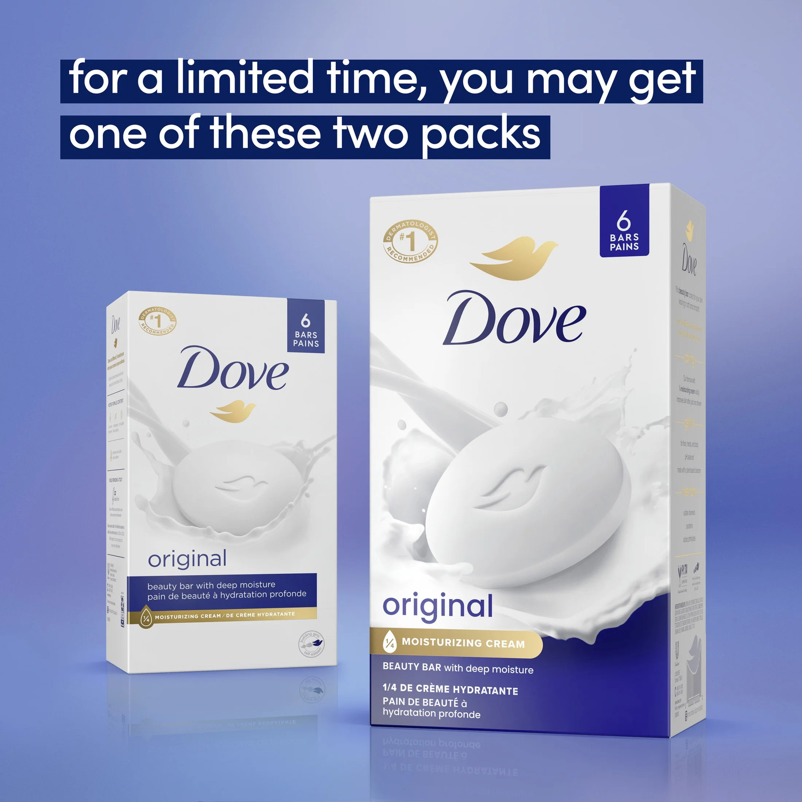 (2 Pack) Dove Beauty Bar Soap for Women Original with 1/4 Moisturizing Cream All