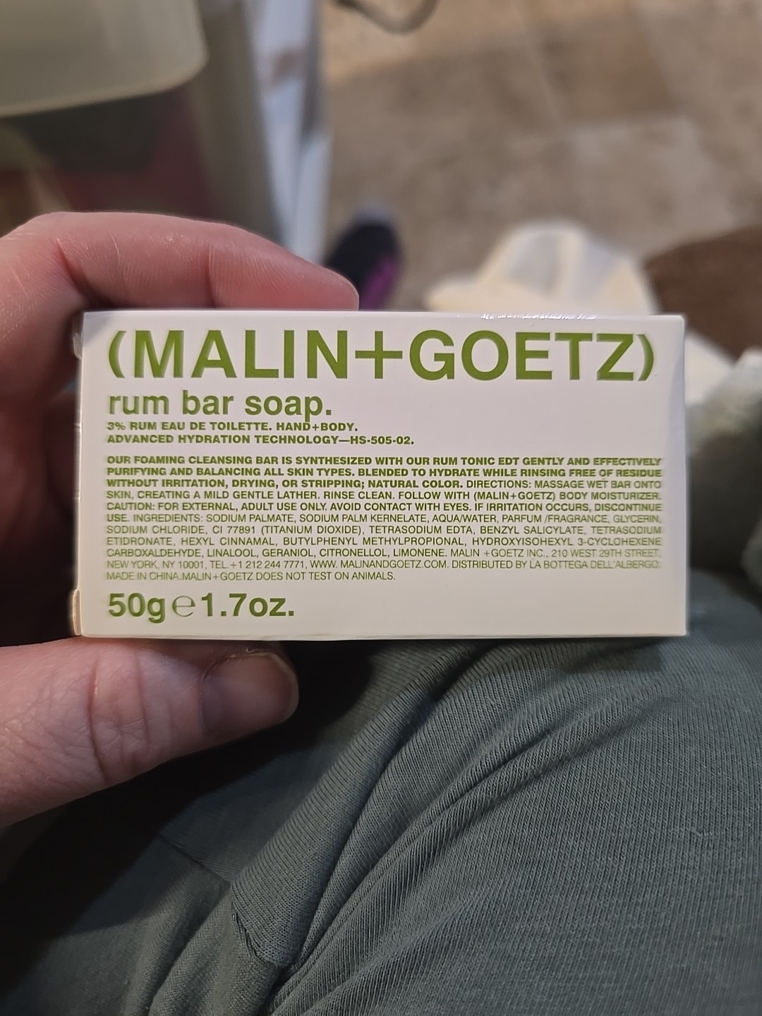 MALIN + GOETZ Rum Bar Soap 1.7 Oz Bar New In Box Travel Size Hand Body Hydration