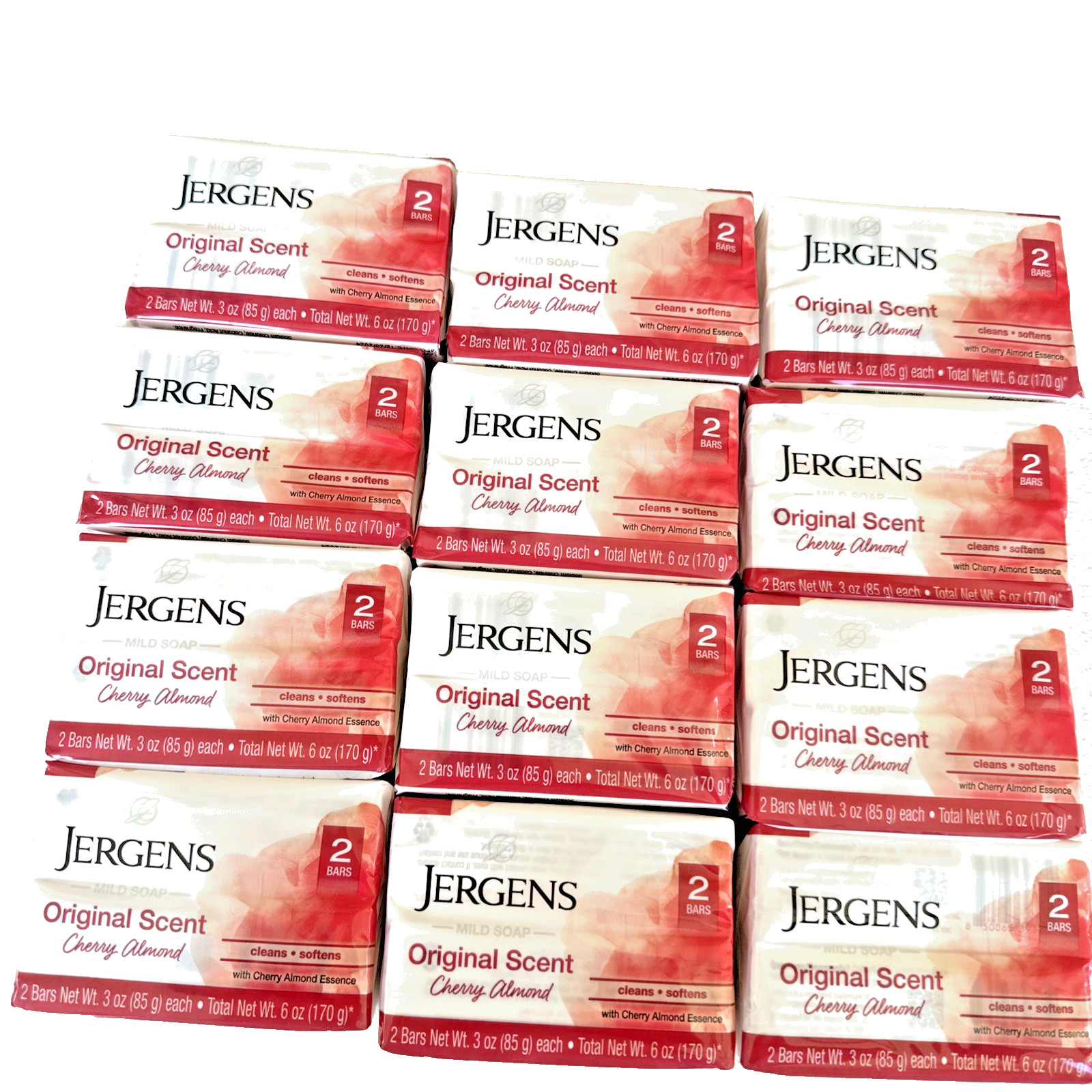 Jergens MILD BAR SOAP Cherry Almond Original Scent 24 Bars Family Pack 3.5oz Ec