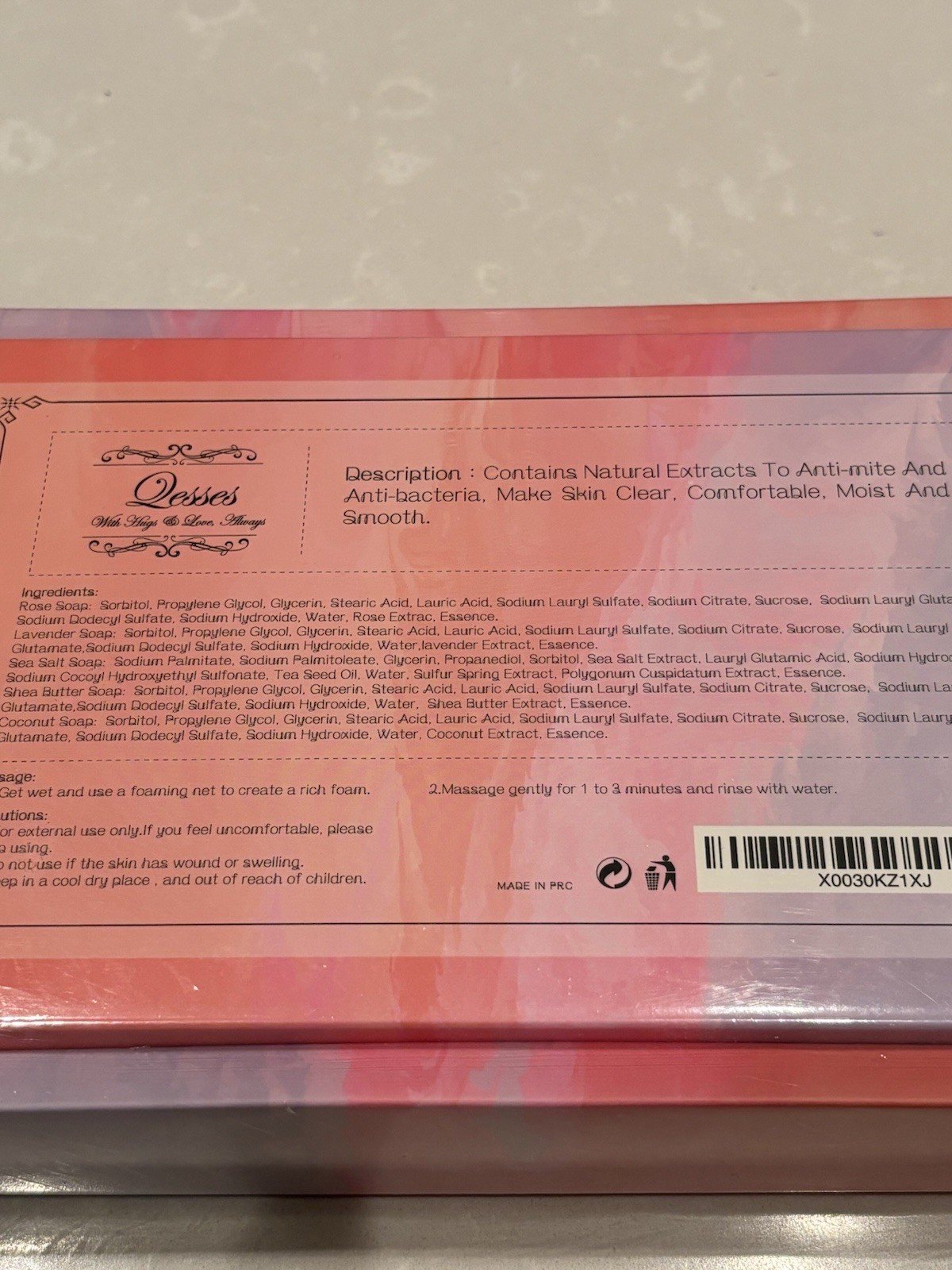 Qesses Essential Oil Soap Collection Handmade Heart Shape Set, 5 Scents, 5 x 80g