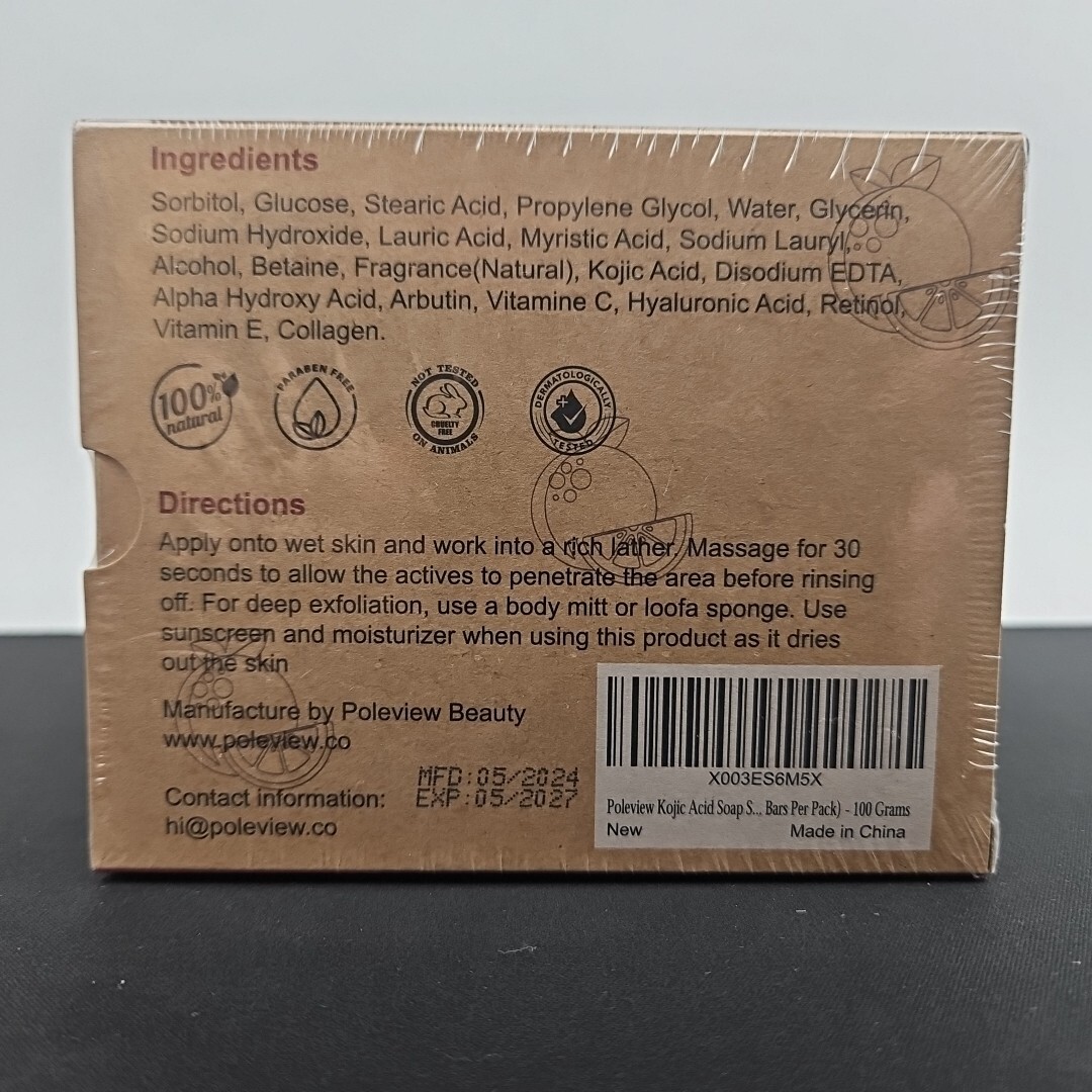 Poleview Kojic Acid Skin Brightening Soap Bars Orange 2 Count – Ex: 05/2027