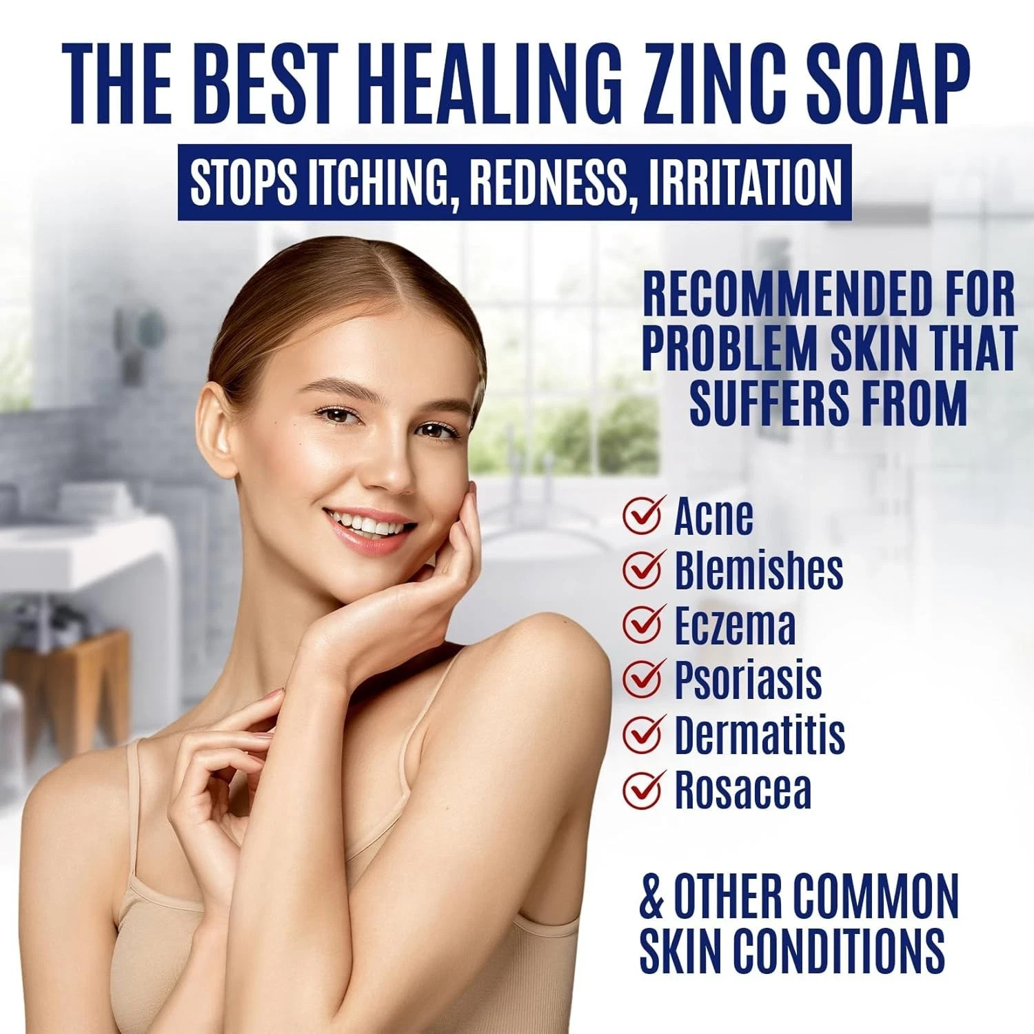 Pyrithione Zinc Soap Bar for Face & Body, 4oz | Medicated 2% ZnP Bar Soap Skin T
