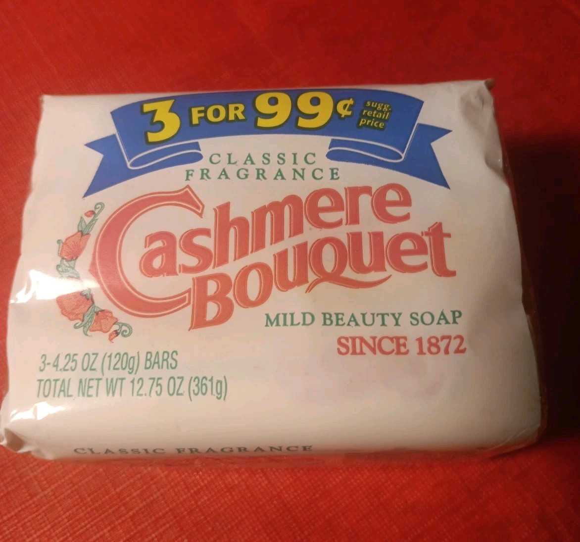 Vtg Cashmere Bouquet Beauty Soap 3 Bars 4.25oz NOS Classic Fragrance