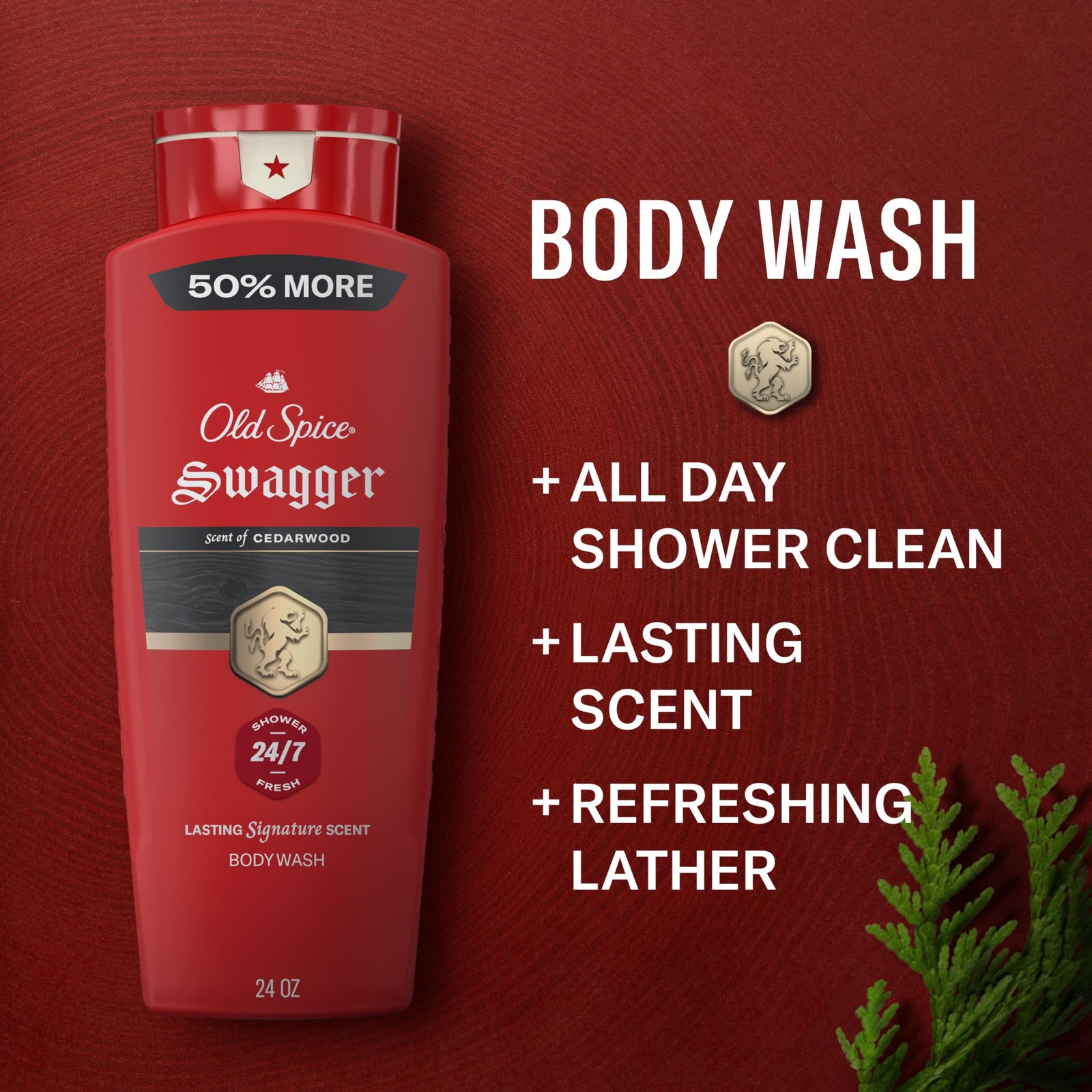 Old Spice Refreshing Body Wash for Men, 3X Defense, 24 Fl Oz (Pack of 4), Red