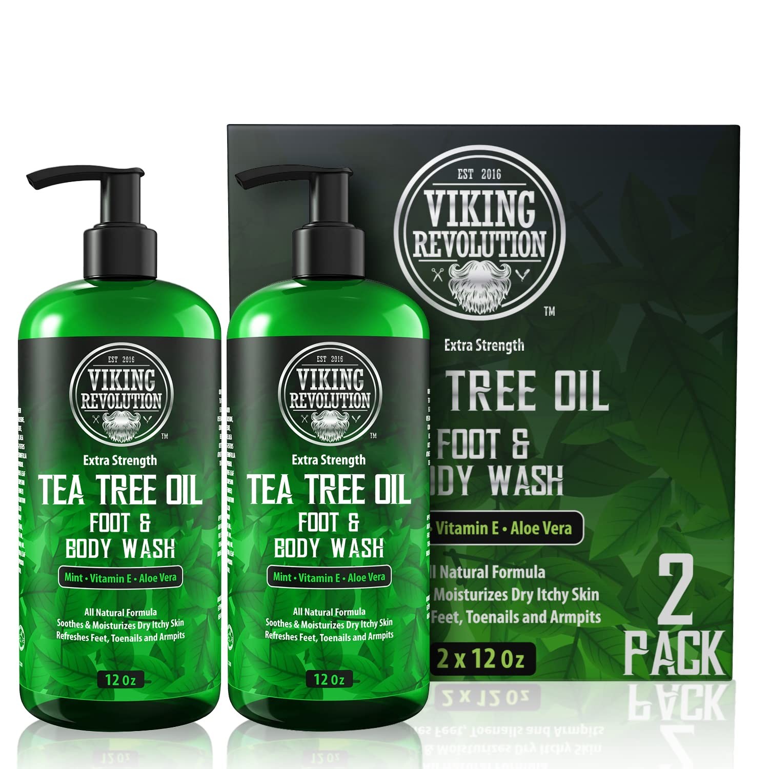 Viking Revolution Tea Tree Oil Body Wash Soap for Men – 12 Fl Oz (Pack of 2)