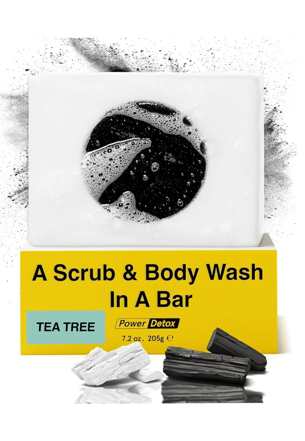 Lumin Men’s Activated Charcoal SOAP BAR Scrub & Body Wash Tea Tree Detox 7.2 oz