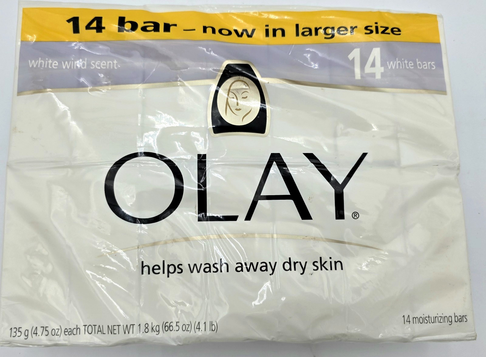 Olay Moisturizing Soap Wrapper Bag White Wind Scent Retired 14 Bars SEALED Vtg