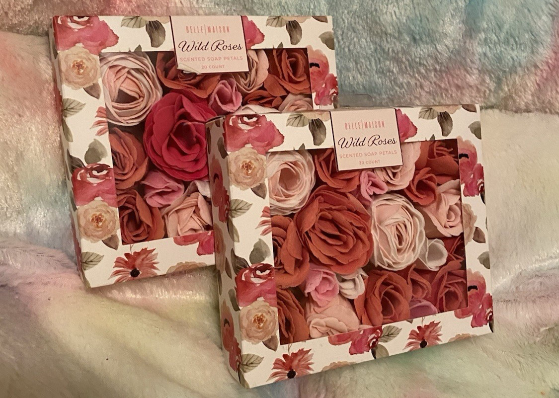 Belle Maison Wild Roses Set of 2 Scented Soap Petal Pretty Pink Rose Soap 20pc.