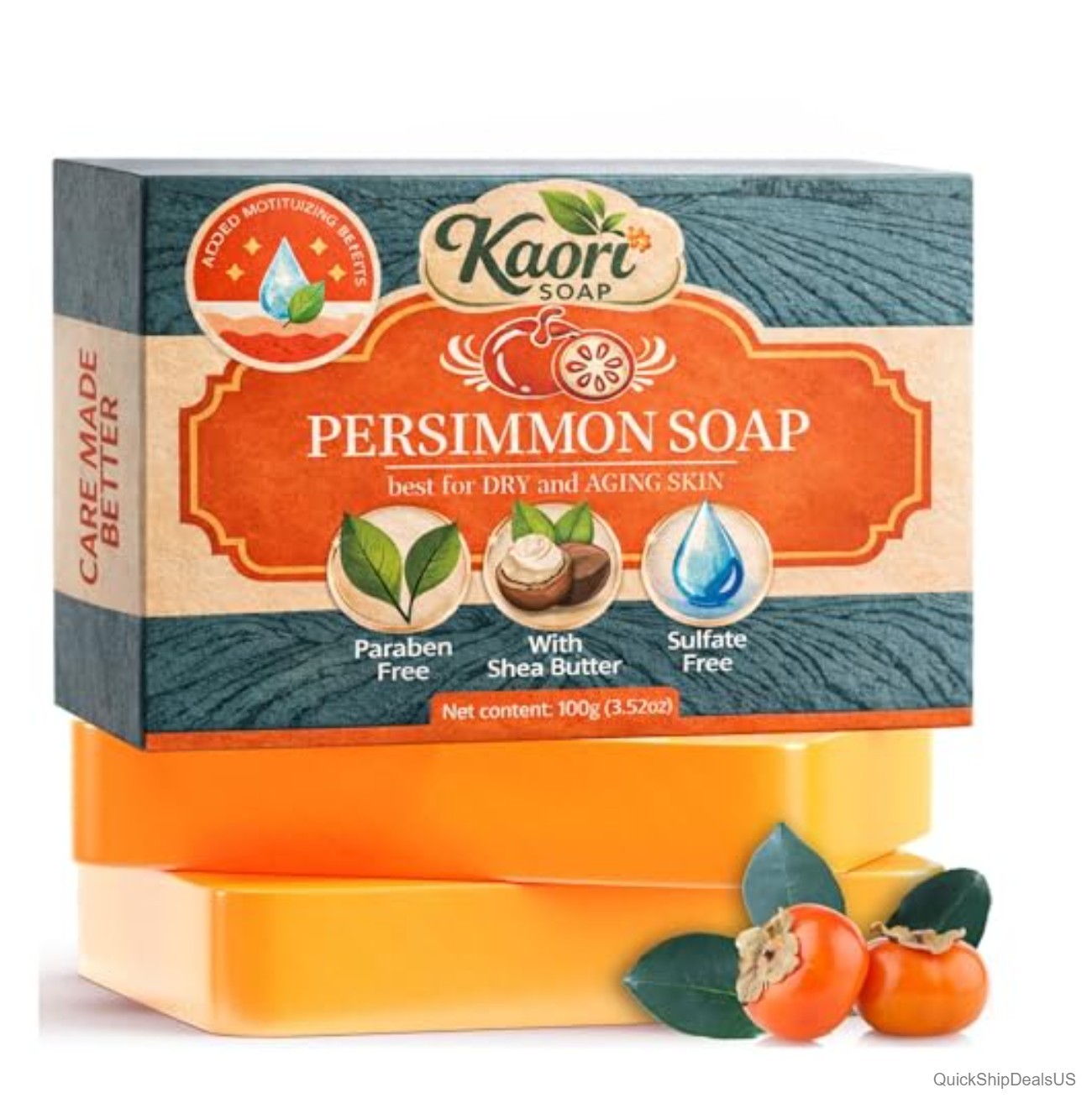 Persimmon Body Soap Bar Mature Skin Hydrating Freshness Oil Control 7.04 Ounce