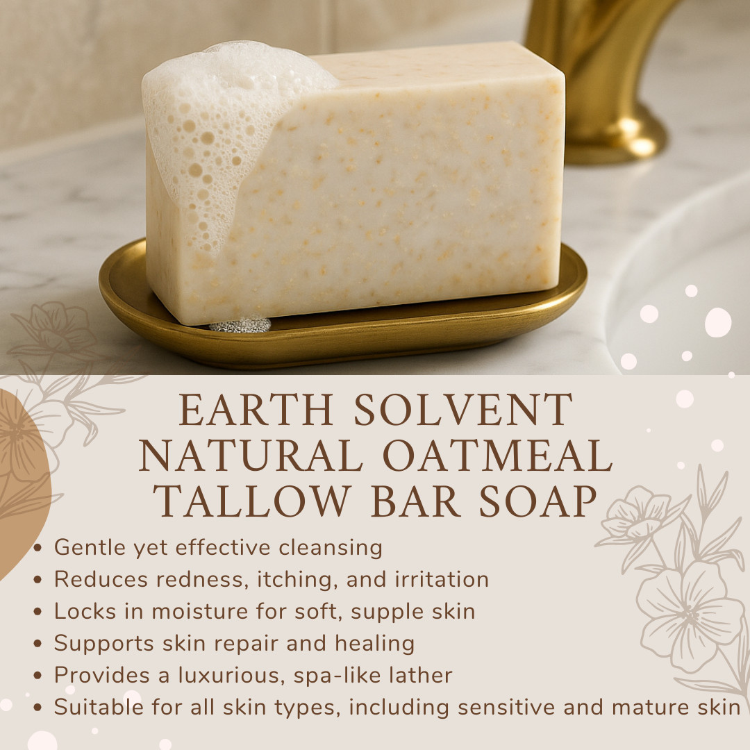 All Natural Grass Fed Beef Tallow Soap & Oatmeal Moisturizing Bar Sensitive Skin