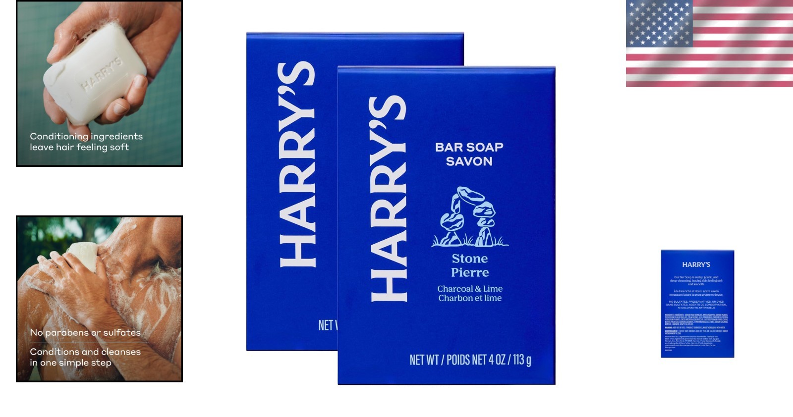2 Pack Men’s Body Bar Soap – Stone Scent, Oil Control & Eco-Friendly Formula