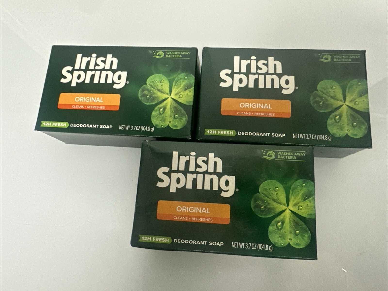 Original Irish Spring Deodorant Soap 3 Bars 3.7 oz No Flaxseed Oil New Sealed
