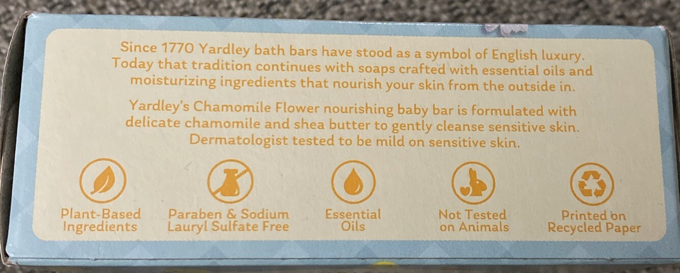 Yardley London Chamomile Flower Soap Nourishing Baby Bar Soap 4 oz each Lot Of 2
