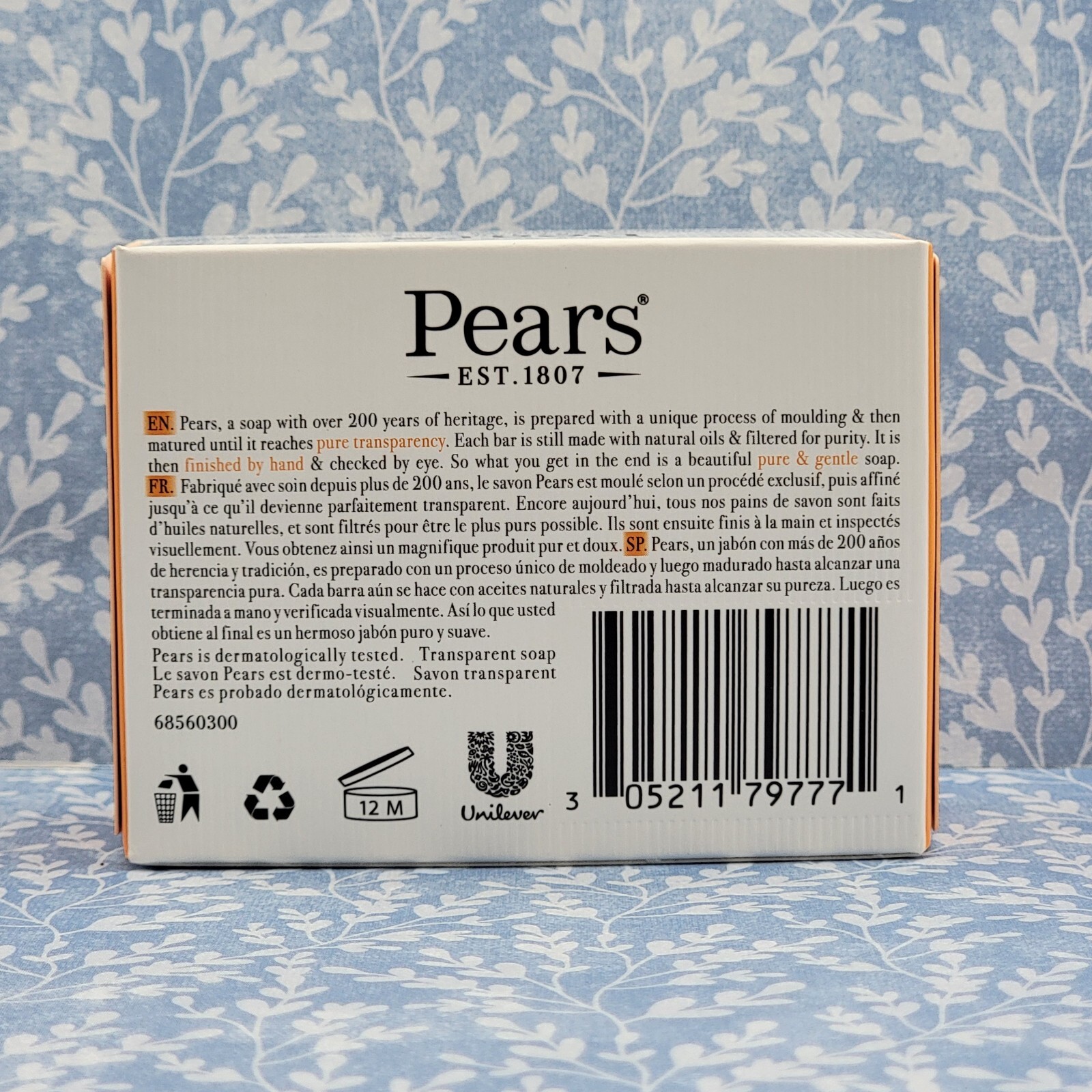 3 PEARS Soaps Plant Oils Lemon Flower Mint Extract Pure & Gentle 100g 3.53 oz