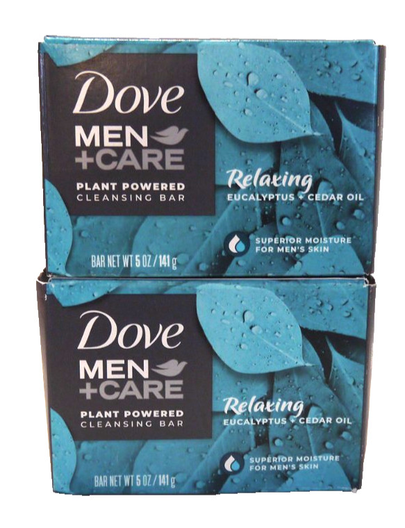 Dove Men Care Relax Eucalyptus & Cedar Oil 5 oz soap bath shower bar 2 Pack, New