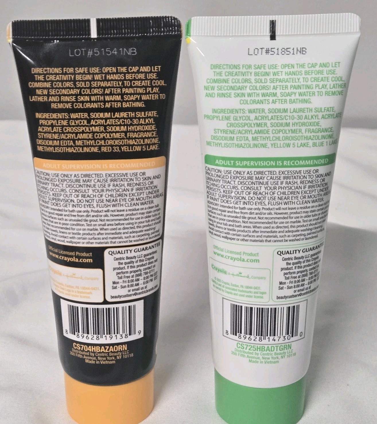 Crayola Bathtub Finger Paint Soap 2 Colors Neon Orange & Green Set Of 2 3oz Each