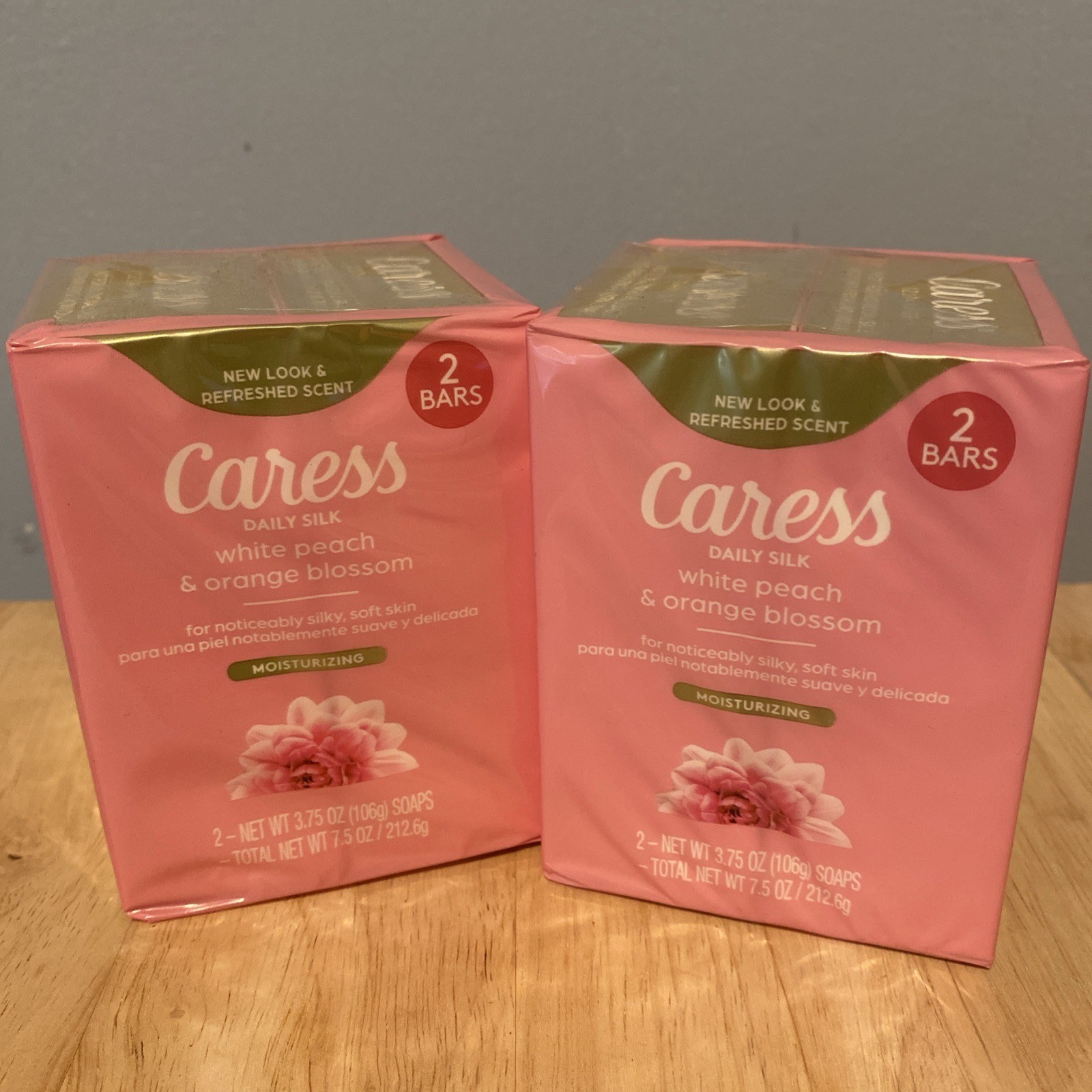 Caress Daily Silk White Peach & Orange Blossom Beauty Bars 3.75 Oz Ea. 4 Ct New
