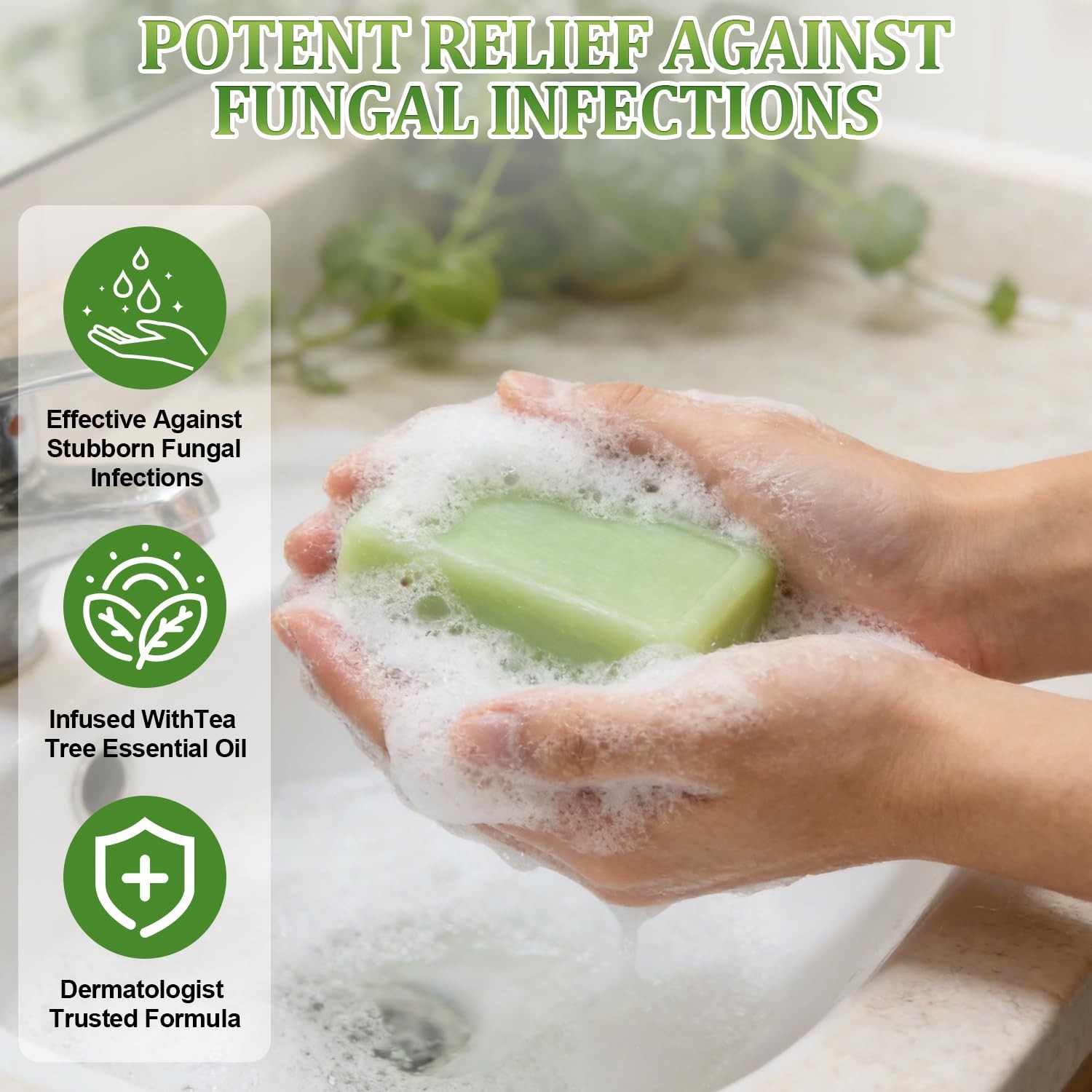 2pc Antifungal Relief Soap Bar with Oil, Anti Fungal Skin Soap for Healthy Feet