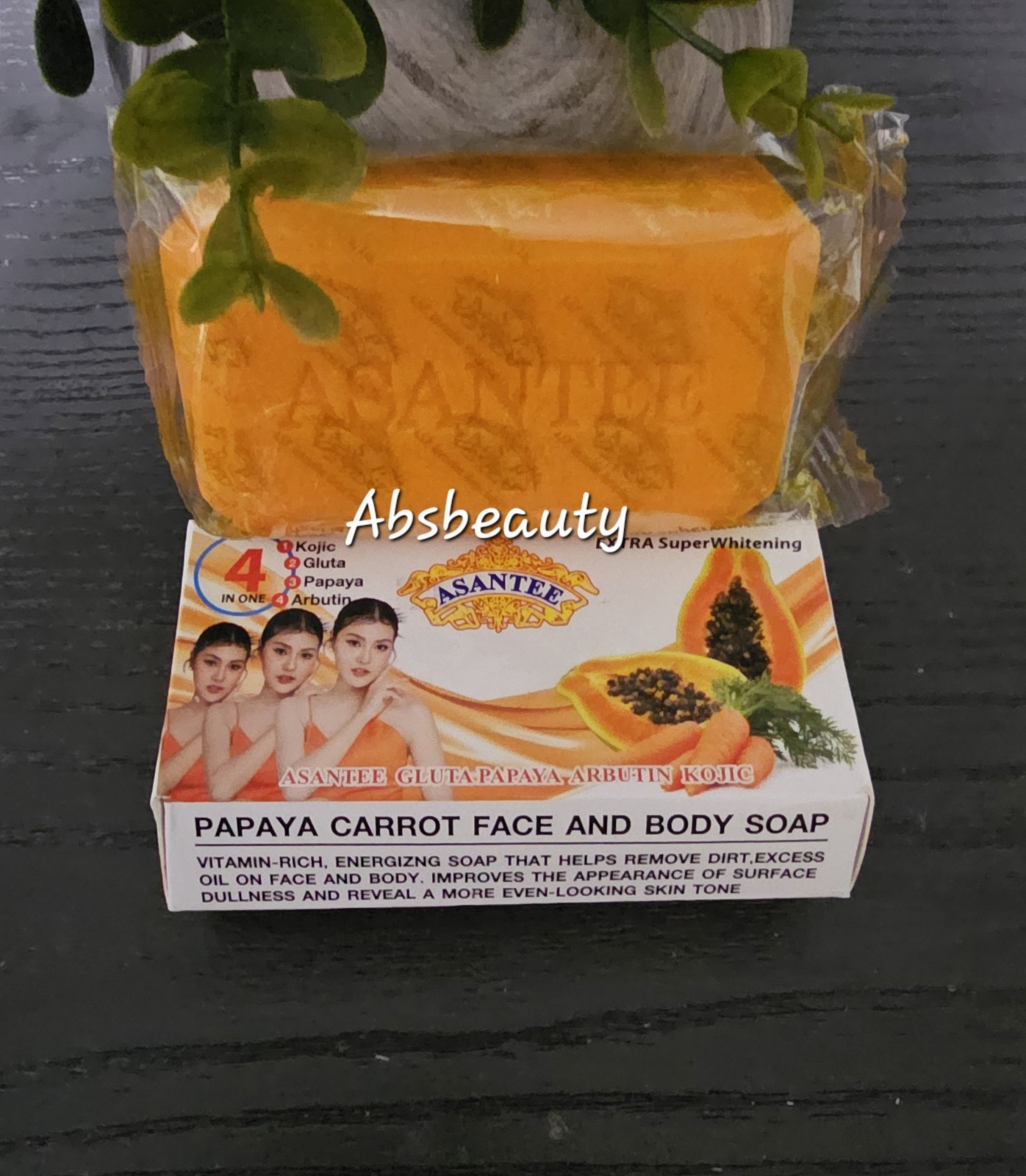 Asantee 4in1 Papaya,Carrot Face & Body Soap 125g👍, 1pc