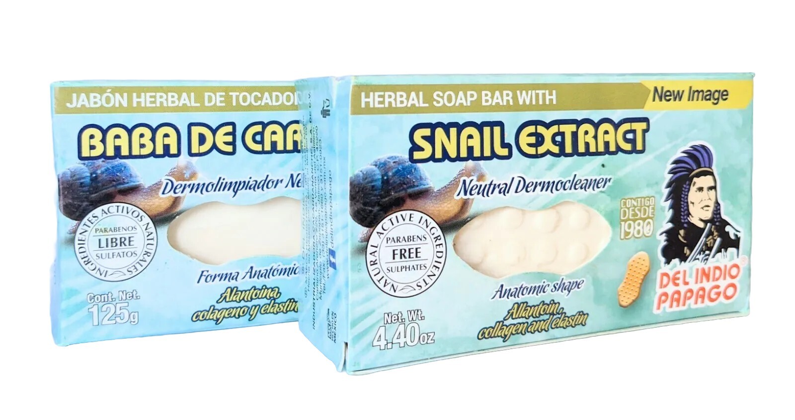 2 PACK!🐌 DEL INDIO PAPAGO BABA DE CARACOL JABON/ HERBAL SOAP SNAIL EXTRACT