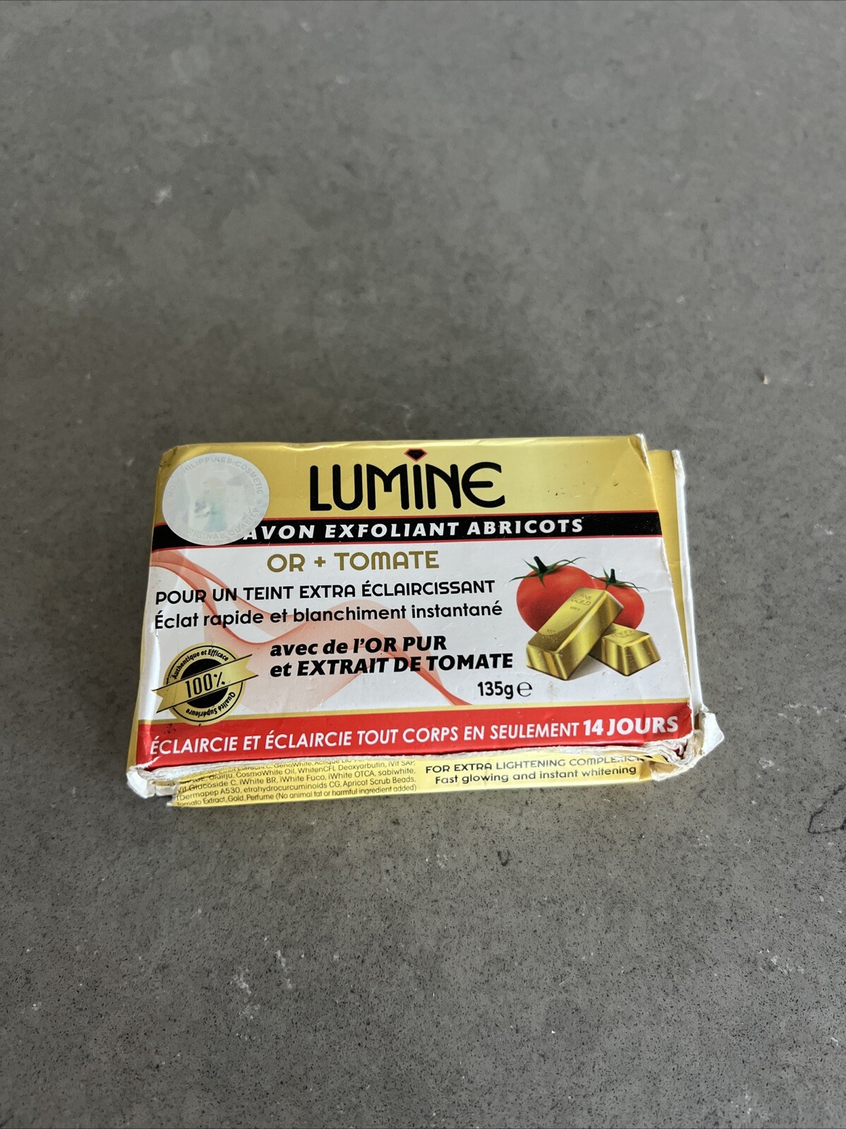 Lumine Exfoliating Apricot Scrub Bar Soap Gold + Tomato 135g | New READ